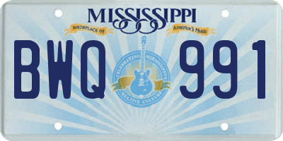 MS license plate BWQ991