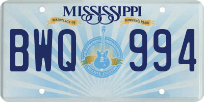 MS license plate BWQ994