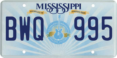 MS license plate BWQ995