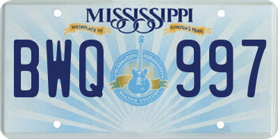 MS license plate BWQ997