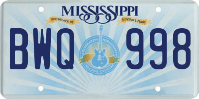 MS license plate BWQ998