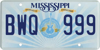 MS license plate BWQ999