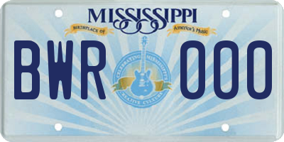 MS license plate BWR000