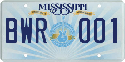 MS license plate BWR001