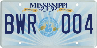 MS license plate BWR004