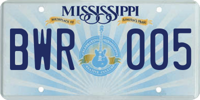 MS license plate BWR005