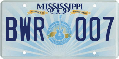 MS license plate BWR007