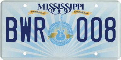 MS license plate BWR008
