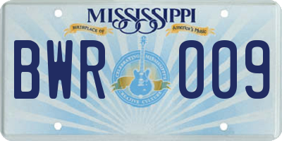 MS license plate BWR009