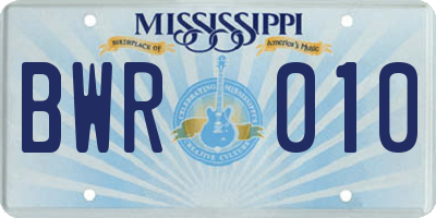MS license plate BWR010