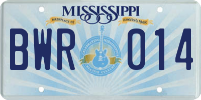 MS license plate BWR014