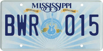 MS license plate BWR015