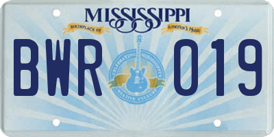 MS license plate BWR019