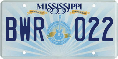 MS license plate BWR022