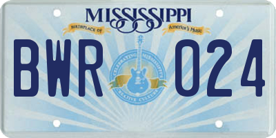 MS license plate BWR024
