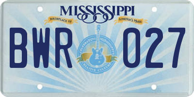MS license plate BWR027