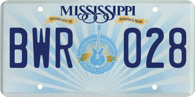 MS license plate BWR028
