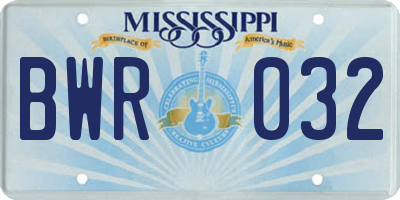 MS license plate BWR032