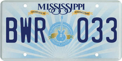 MS license plate BWR033