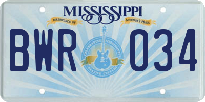 MS license plate BWR034