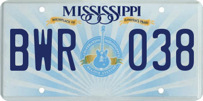 MS license plate BWR038