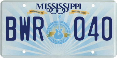 MS license plate BWR040