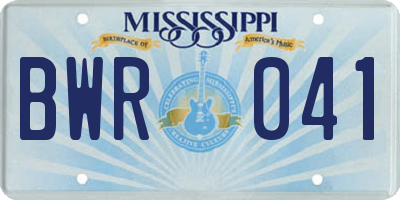 MS license plate BWR041