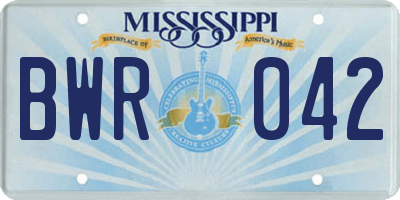 MS license plate BWR042