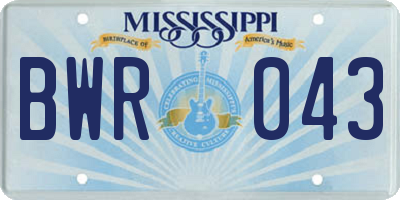 MS license plate BWR043
