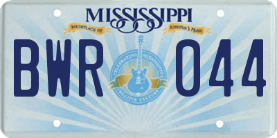 MS license plate BWR044