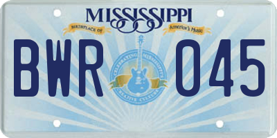 MS license plate BWR045