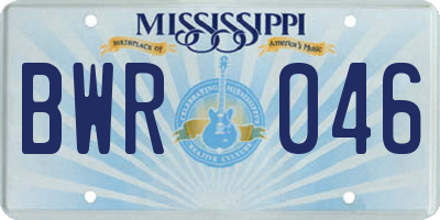 MS license plate BWR046