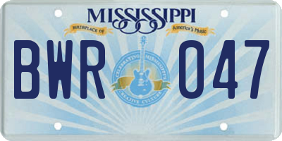 MS license plate BWR047