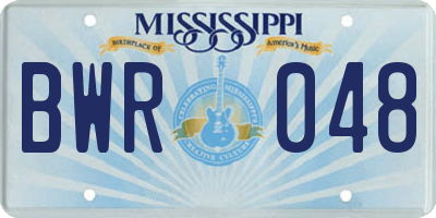 MS license plate BWR048