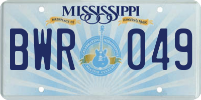 MS license plate BWR049