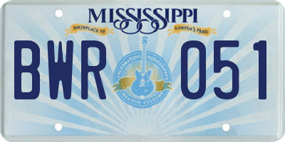 MS license plate BWR051