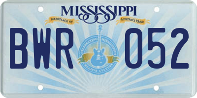 MS license plate BWR052