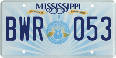 MS license plate BWR053
