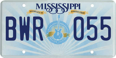 MS license plate BWR055