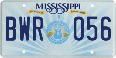 MS license plate BWR056