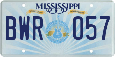 MS license plate BWR057