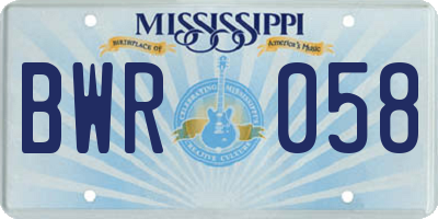 MS license plate BWR058