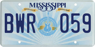 MS license plate BWR059