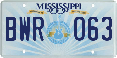 MS license plate BWR063