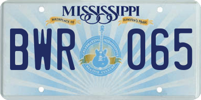 MS license plate BWR065