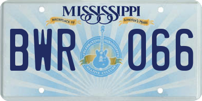 MS license plate BWR066