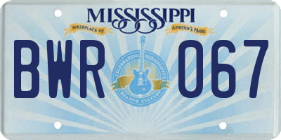 MS license plate BWR067
