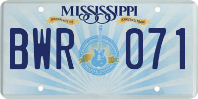 MS license plate BWR071