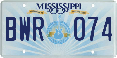 MS license plate BWR074