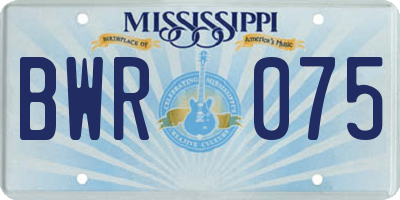 MS license plate BWR075